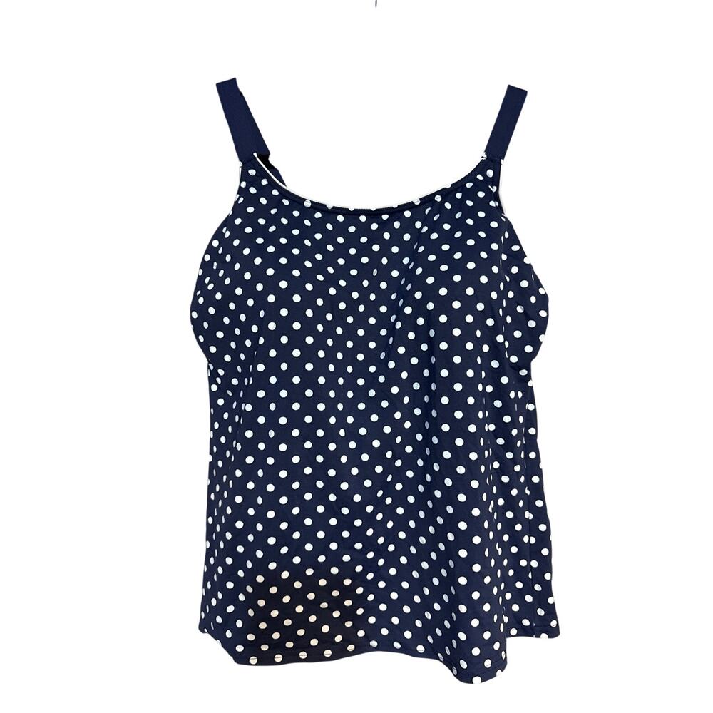 LANDS END TANKINI SWIM TOP - bra sized 10DDD polka dots